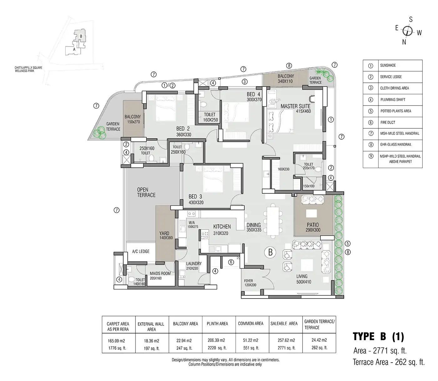1 BHK apartment layout at Hiranandani Hinjewadi, North Hinjewadi