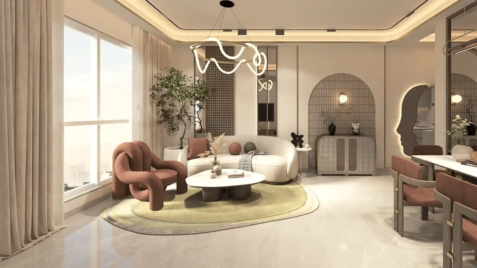 Spacious living room at Hiranandani Krisala Della Township Pune